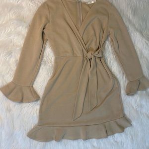 R.Vivimos Women's Long Sleeve V Neck Ruffles Sweater Dresses Mini Dresses size M